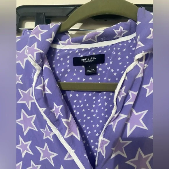 Vera Wang short sleeve notch pajama & pajama culotte pants set in Amethyst star - Picture 2 of 11